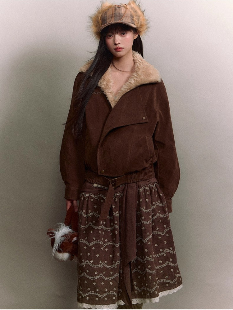 Retro Suede Shearling Moto Jacket