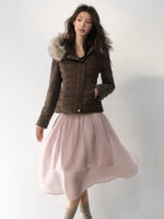 Fur-Trimmed Hooded Panelled Down Jacket