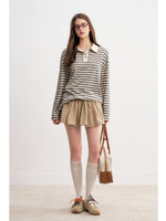 Retro Striped Relaxed Polo Top