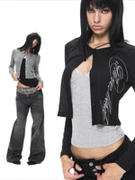 Vintage Graphic Cropped Cardigan