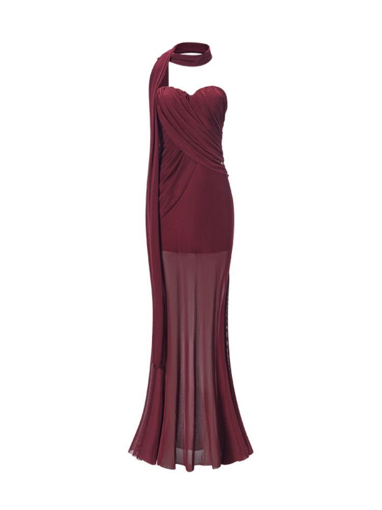 Ruched Design Asymmetrical Mermaid Dress