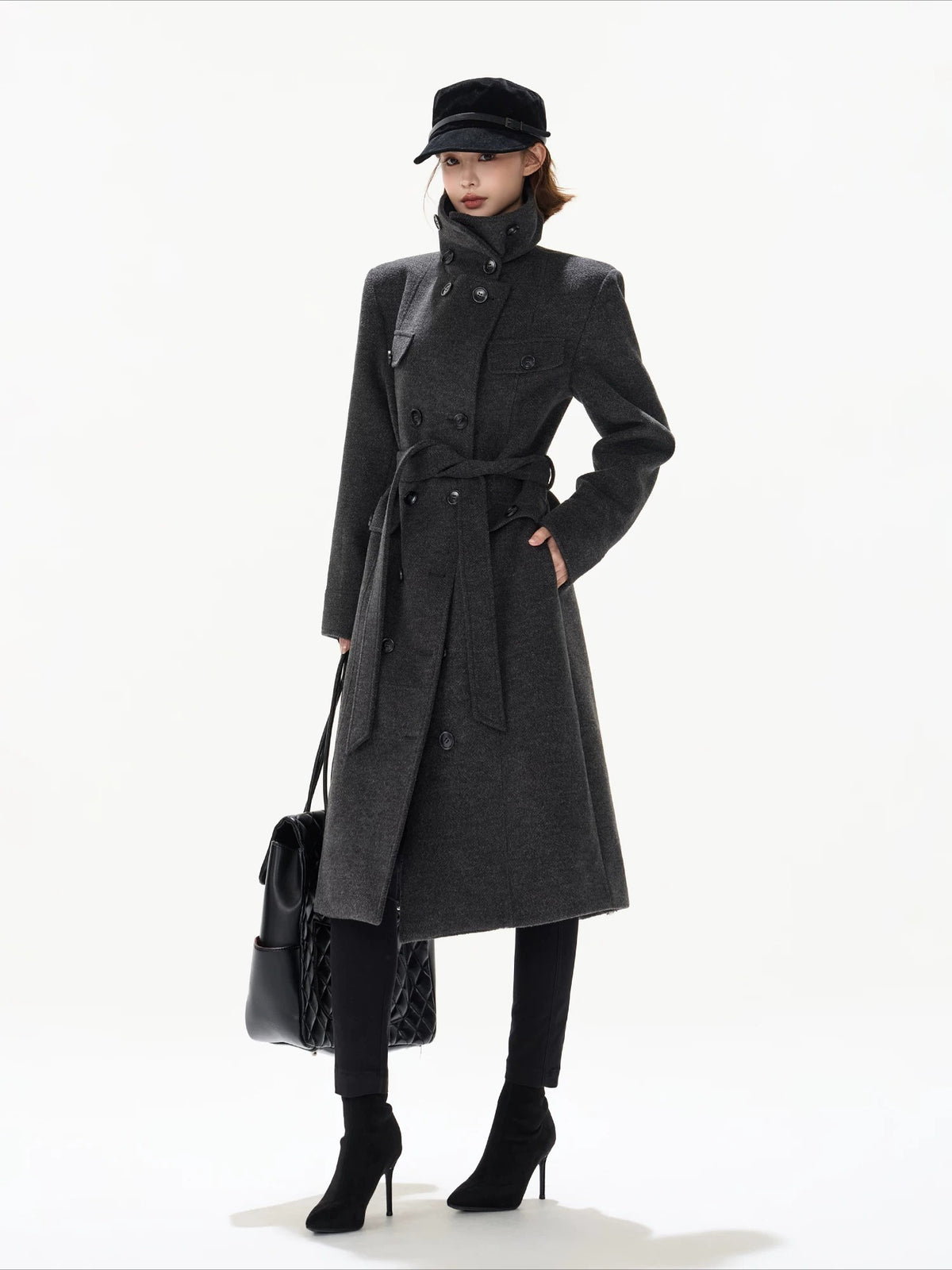 Gray Double Breasted Wool Coat