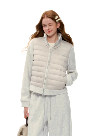 Stand-Collar Quilted Down Jacket Set