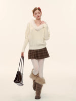 Plaid Wool Pleated Skirt