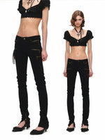 Zipper Low-Rise Skinny Jeans