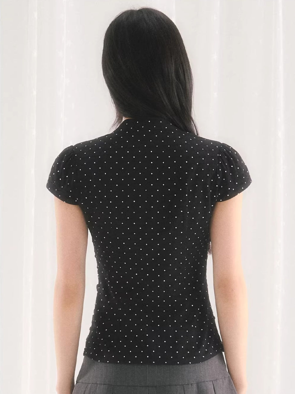 Black Polka Dot Tie Top
