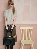 Cable Lace Collar Knit Tee