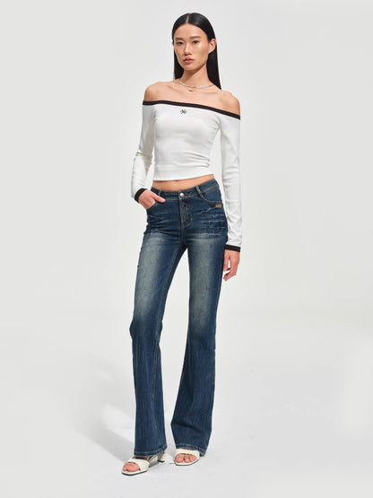 +5CM N5 Wave Washed Straight Jeans