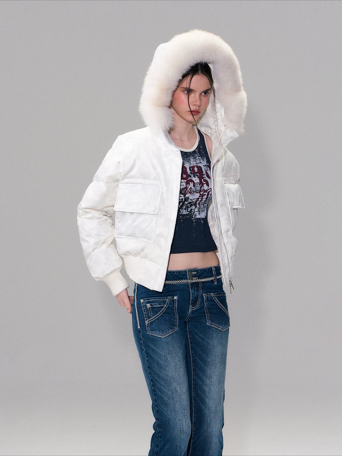 Vintage Print Down Jacket
