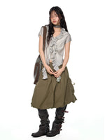 Plaid Ruffle V-Neck Shirt