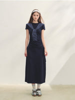Printed Side Gathered Tie Dress