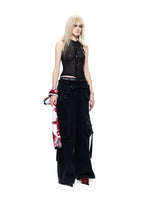 Multi-Pocket Eyelet Ribbon Jeans