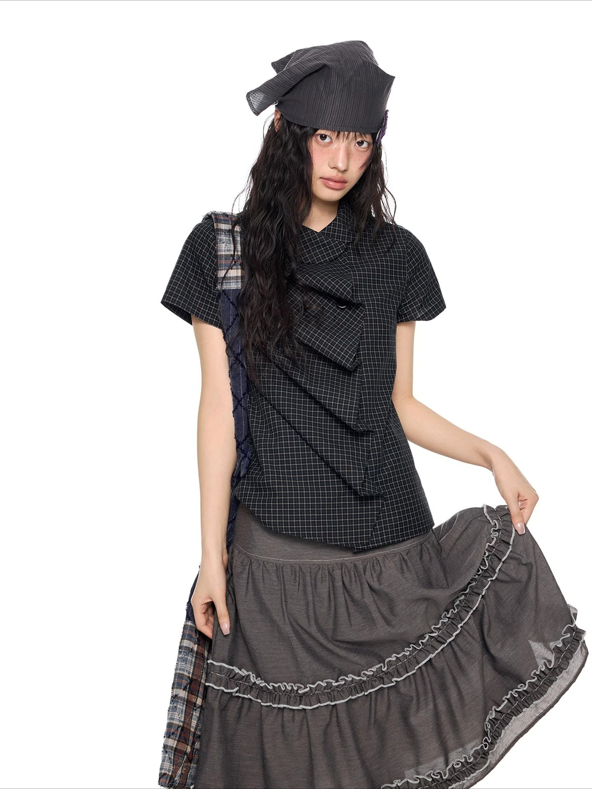 Plaid Ruffle Blouse