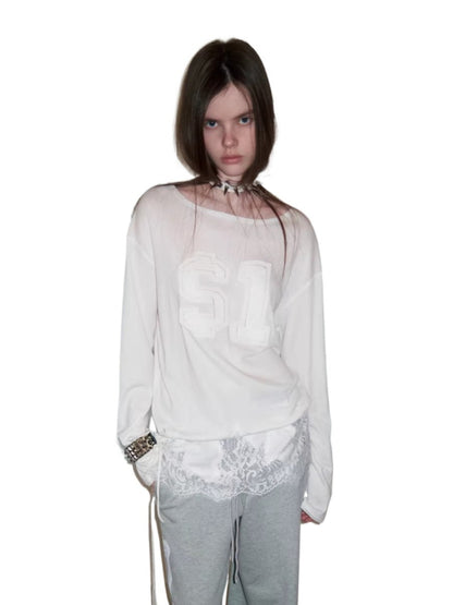 Patch Embroidery Lace Hem Tee