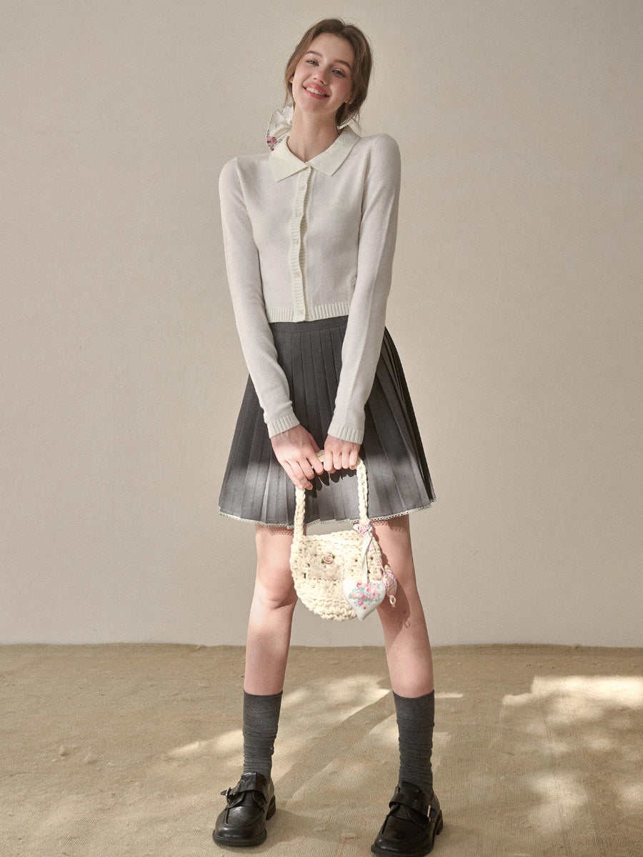 Mist-Grey Pleated Skirt