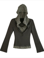 Layered Punk Hooded Top