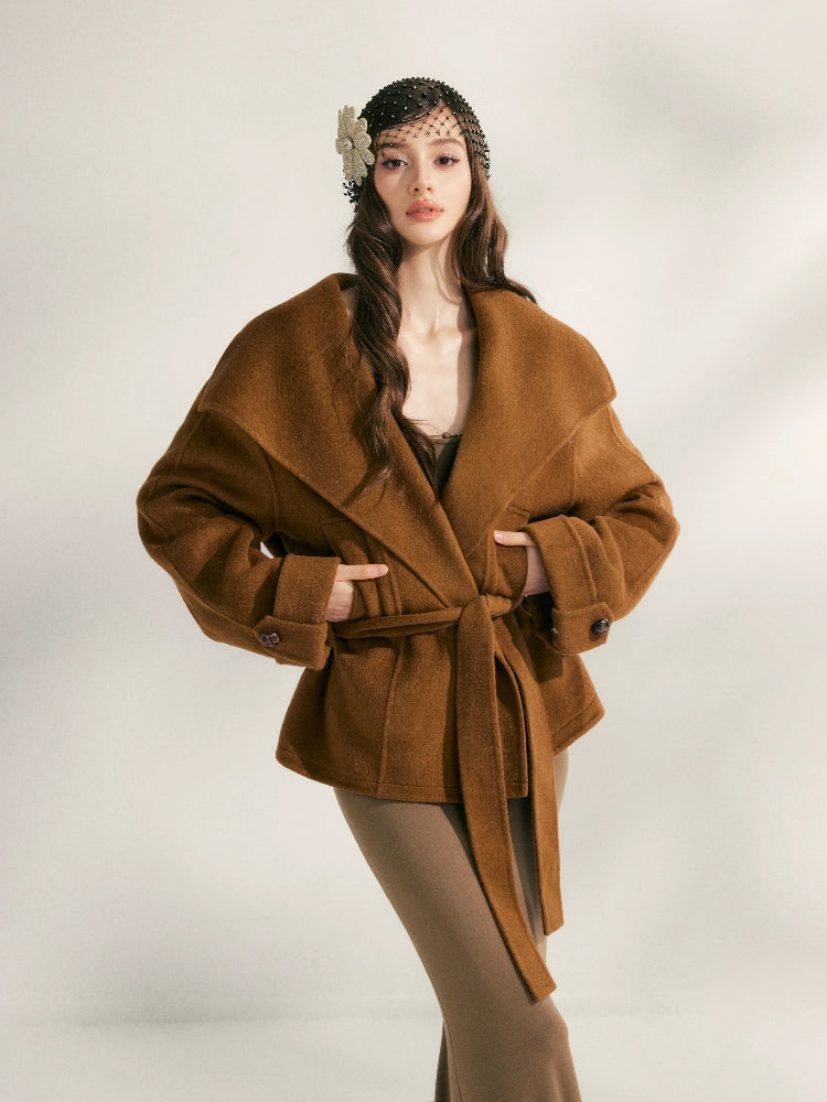 Wool Short Wrap Coat