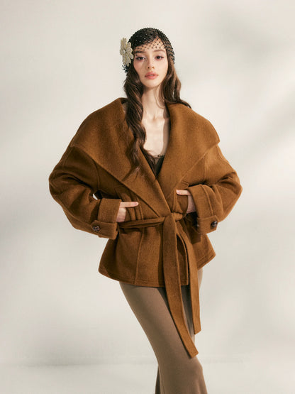 Wool Short Wrap Coat