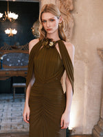 Deva High-Slit Halter Backless  Dress