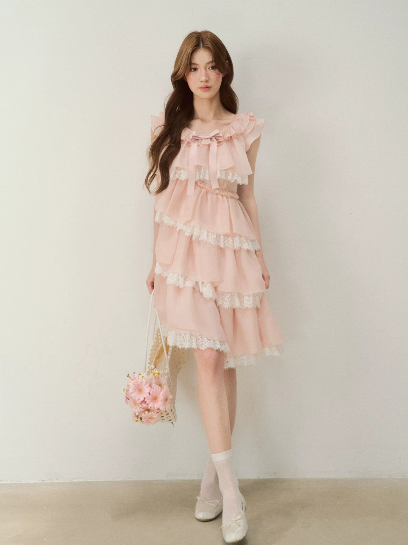Tiered Lace Bow Dress