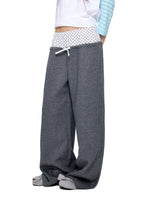 Polka Dot Contrast Waist Sweatpants