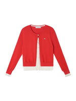 Contrast Mock-Layer Knit Cardigan