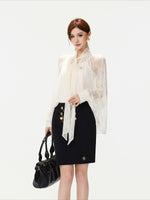 Sequin Lace Ribbon Blouse