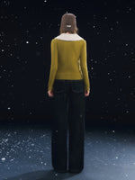 Green Detachable Fur Collar Cardigan