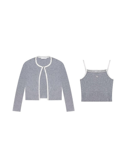Shell Trim Knit Cardigan Set