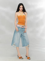 Colorblock Halter Knit Top
