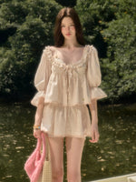Peach Floral Cotton Shirt Set