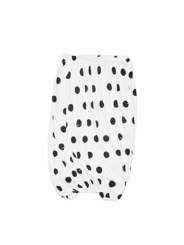 Polka Dot Contrast-Knot Bubble Midi Skirt