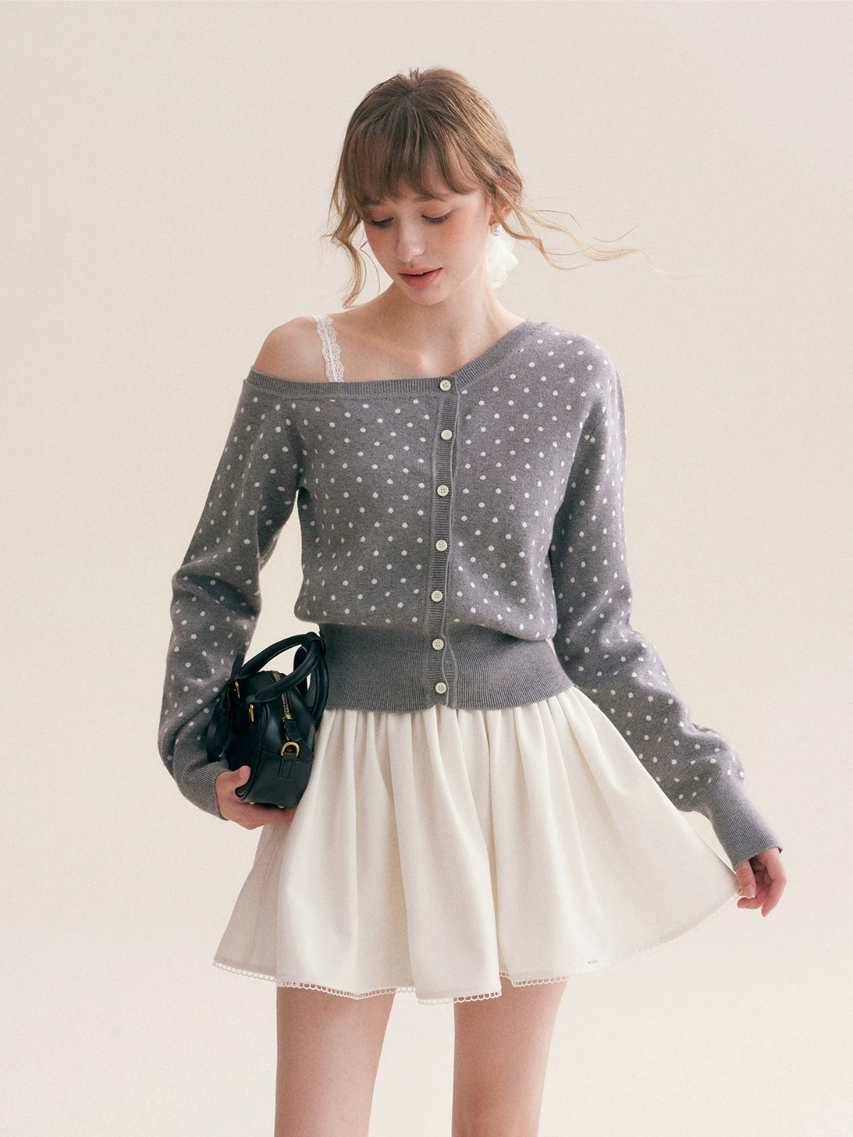 Polka Dot Knit Cardigan