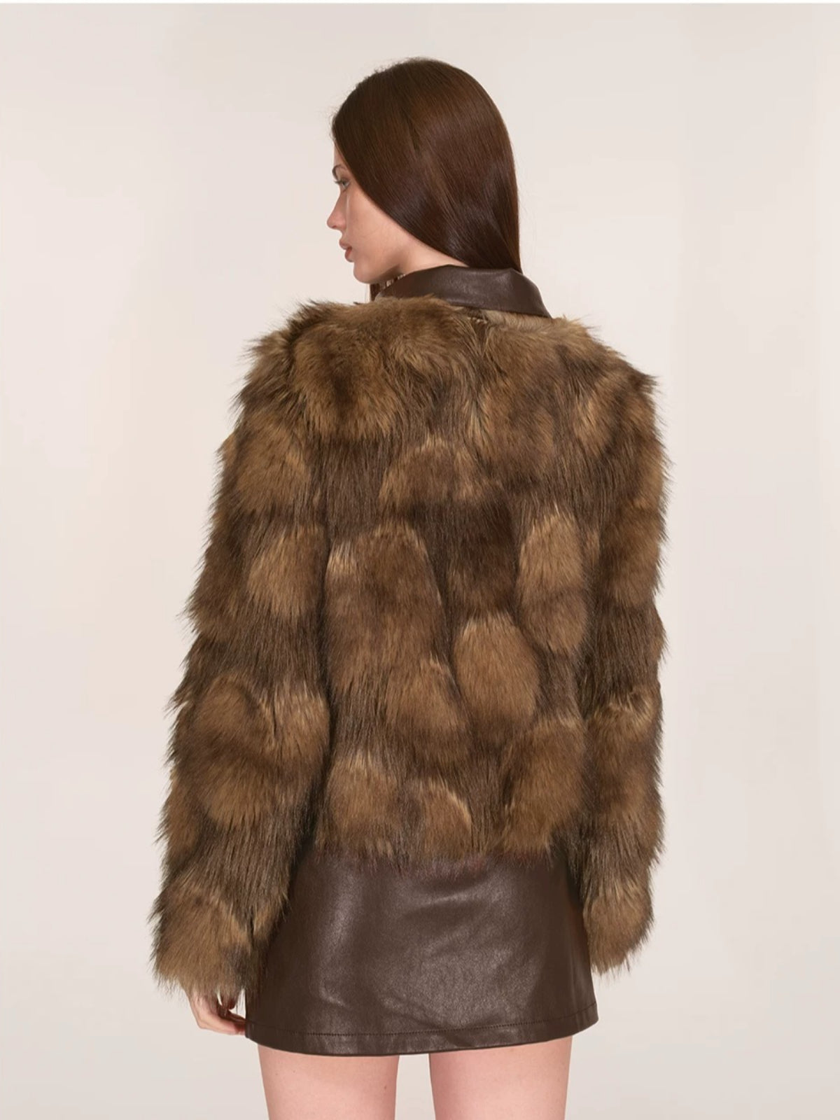 Asymmetric Collar Faux Fur Jacket