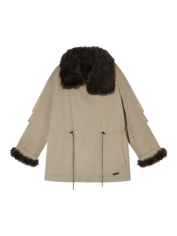 Fur Collar Drawstring Parka