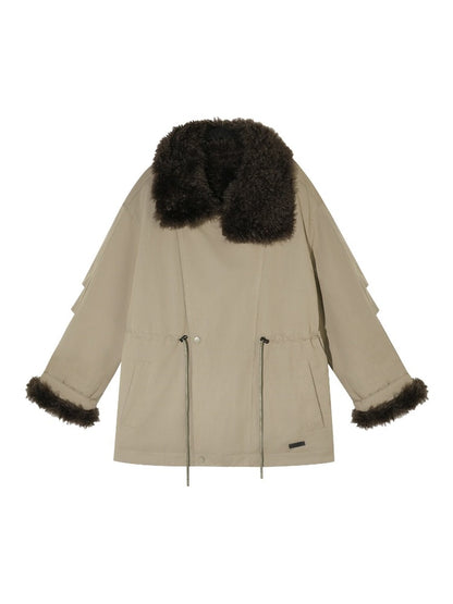 Fur Collar Drawstring Parka
