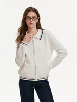 Contrast Stripe Cotton Zip Cardigan
