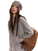 Wool Blend Hooded Knit Cardigan