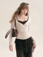 Lace Layered V Neck Top