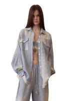 Stripe Shirt Corset Pants Set