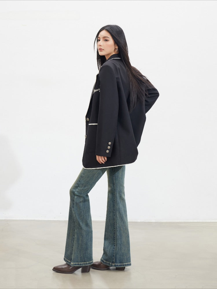 Black Contrast Edge Blazer