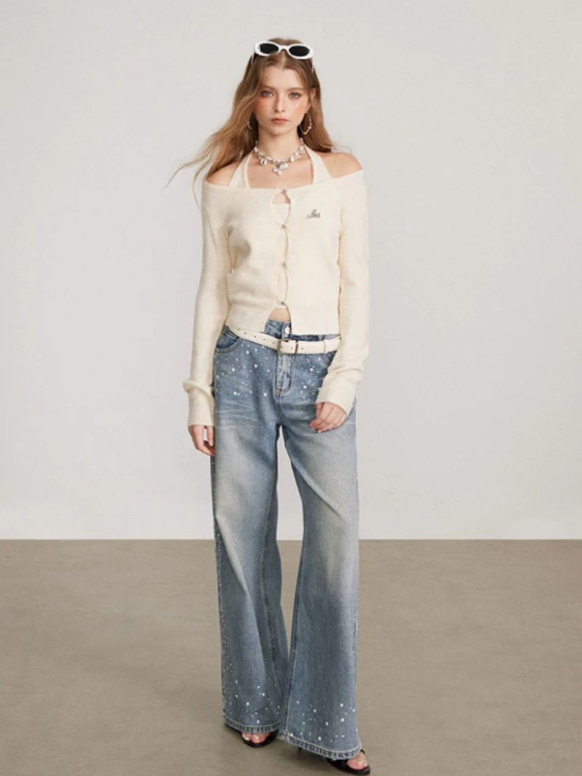 Layered Halter Neck Knit Sweater