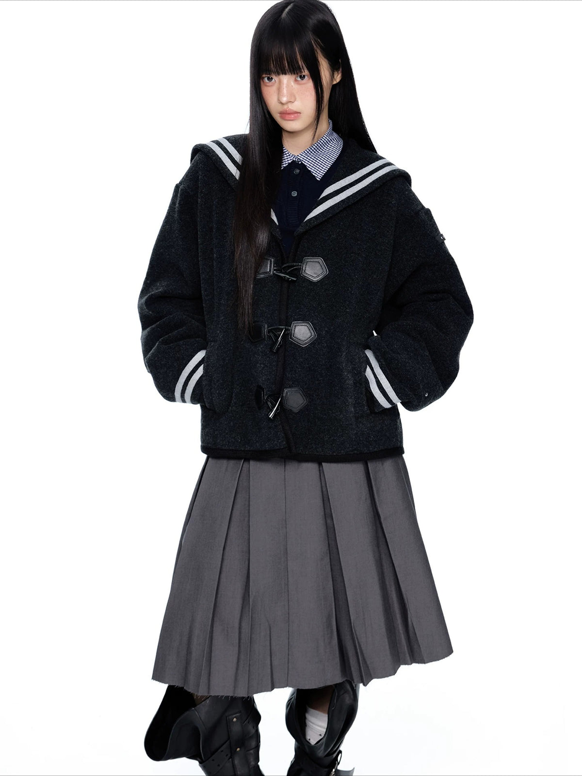 Navy Collar Toggle Jacket