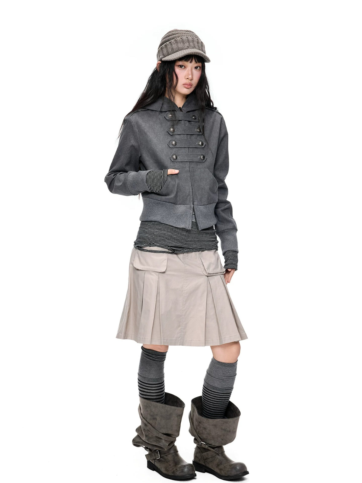 Hooded Double-Breasted Jacket