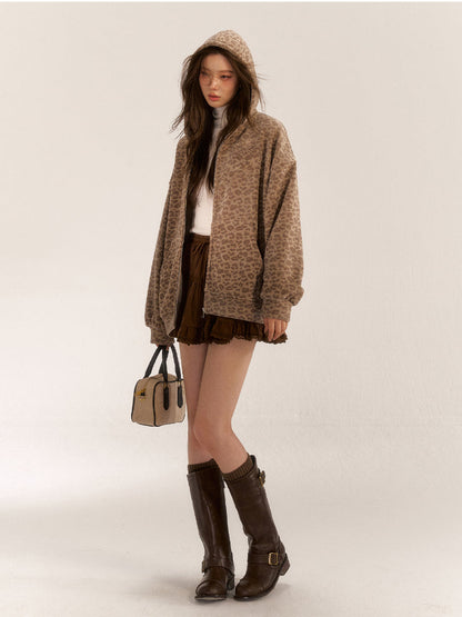 Brown &amp; Gray Leopard Print Cardigan