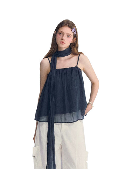 Plaid Chiffon Camisole Top