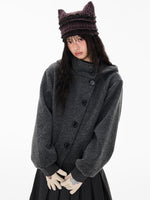 Academy Button Cropped Hoodie
