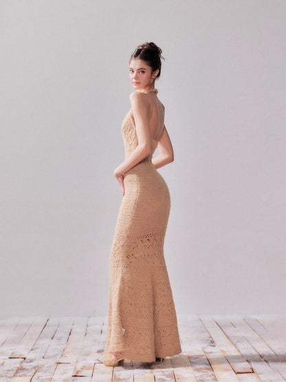 Fishtail Pencil Dress &amp; Hollow Knit Cardigan  Set