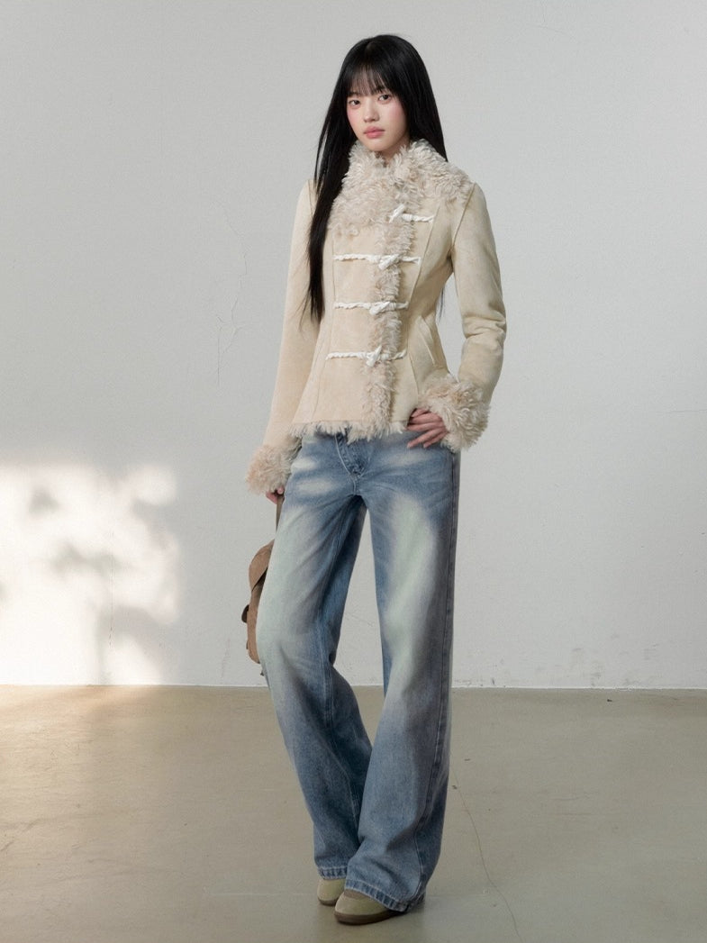 Faux Shearling Toggle Coat