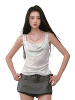 Rivet Embellished Small Cowl-Neck Camisole